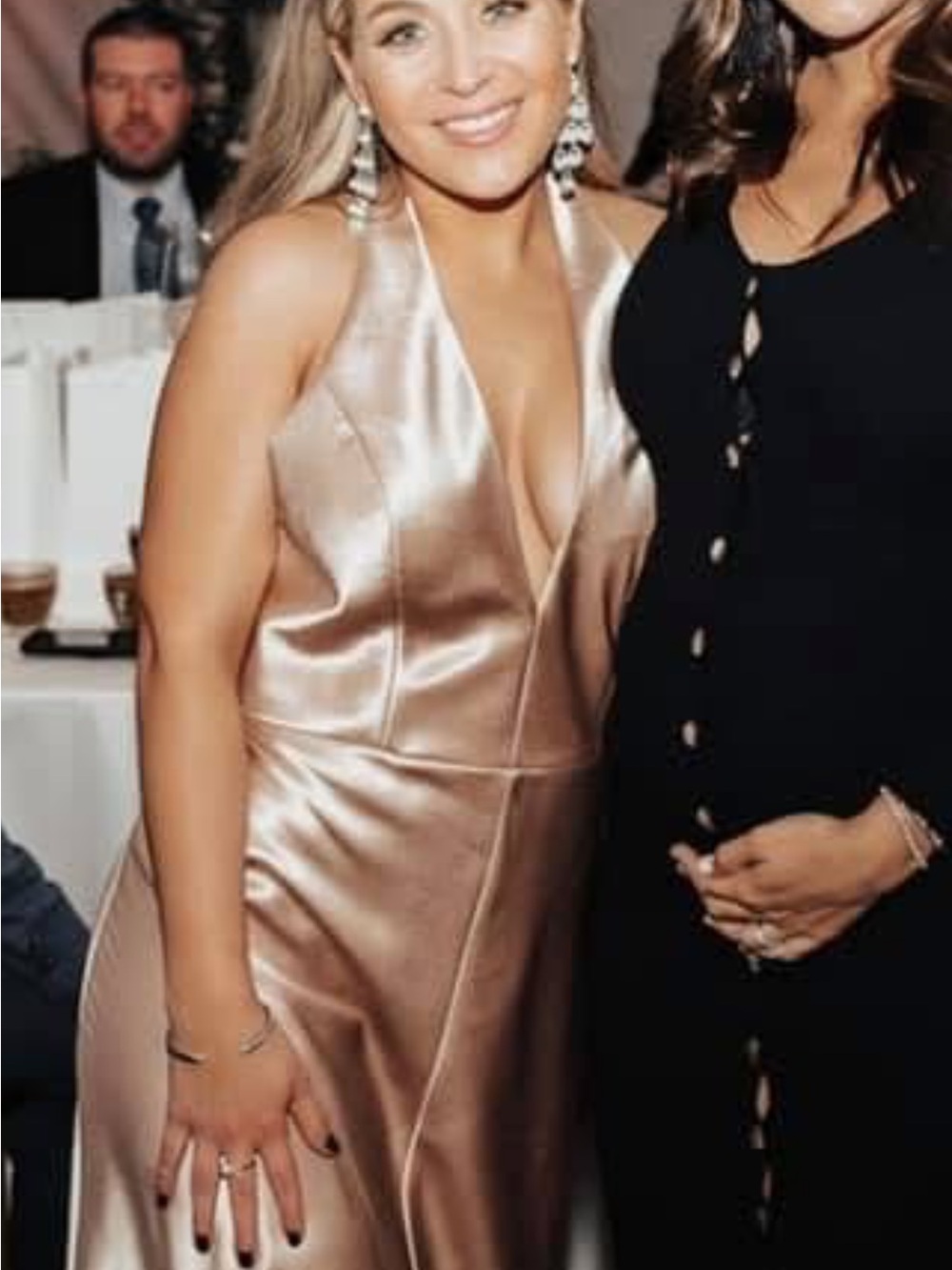 Halter top Satin Gown in champagne